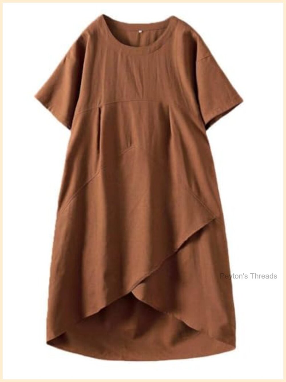 Linen Cotton Swing Midi Dress Short Sleeve with Pockets